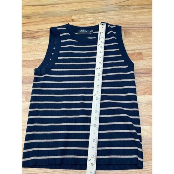 Lauren Ralph Lauren Women's Sweater Cardigan 2-Pcs Set Tank Top 2XL Blue Striped - Picture 4 of 13
